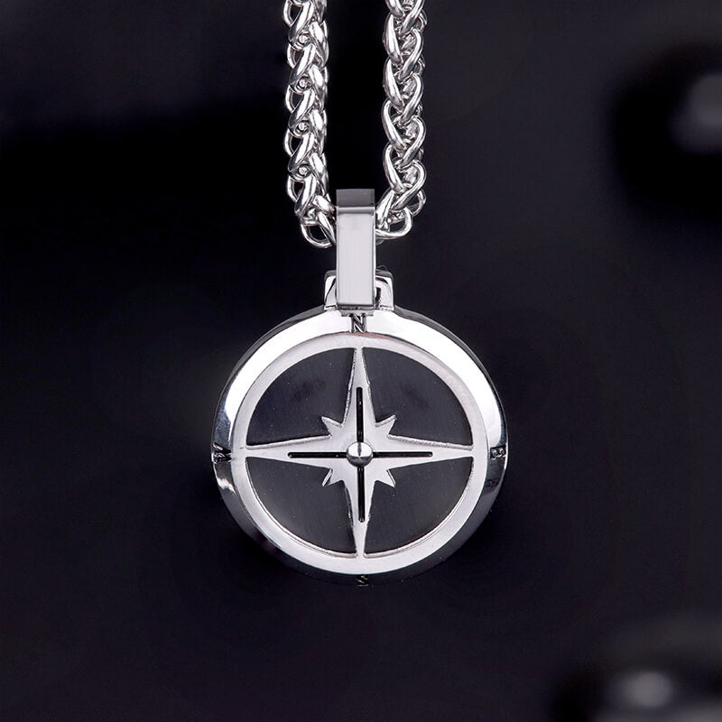 Simple Compass Design Stainless Steel Pendant