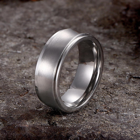 Simple Concave Arc Design Stainless Steel Spinner Ring