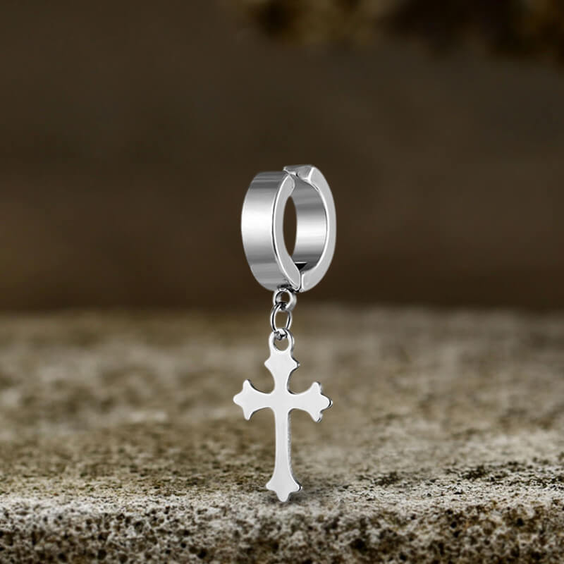 Simple Cross Design Stainless Steel Earrings