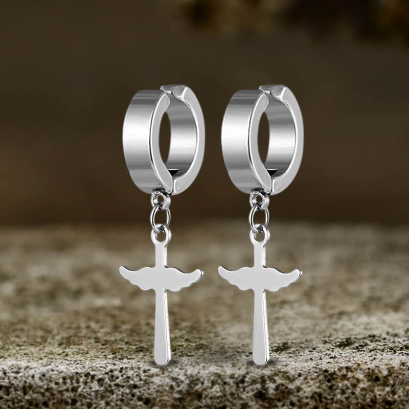 Simple Cross Design Stainless Steel Earrings