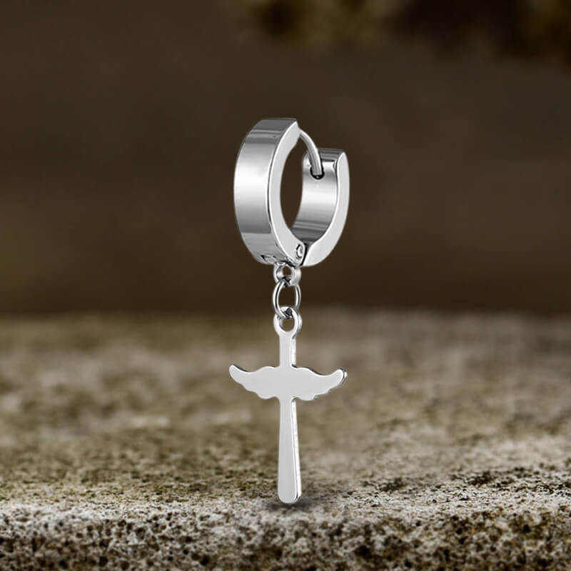 Simple Cross Design Stainless Steel Earrings