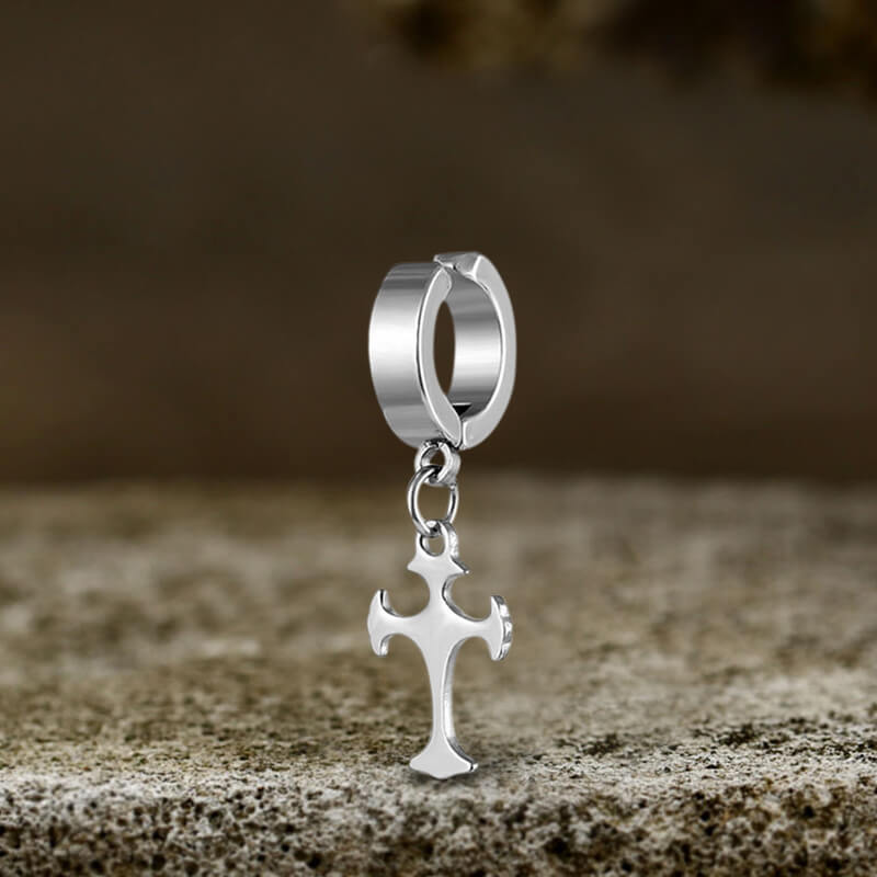 Simple Cross Design Stainless Steel Earrings