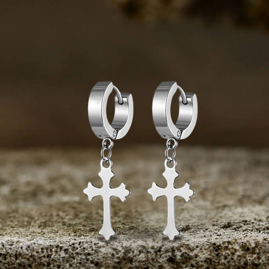 Simple Cross Design Stainless Steel Earrings