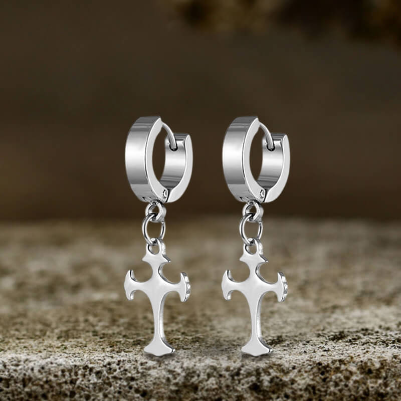 Simple Cross Design Stainless Steel Earrings