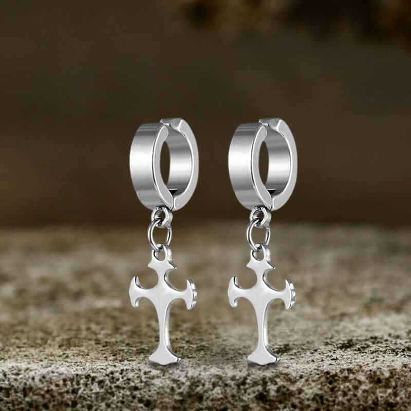 Simple Cross Design Stainless Steel Earrings