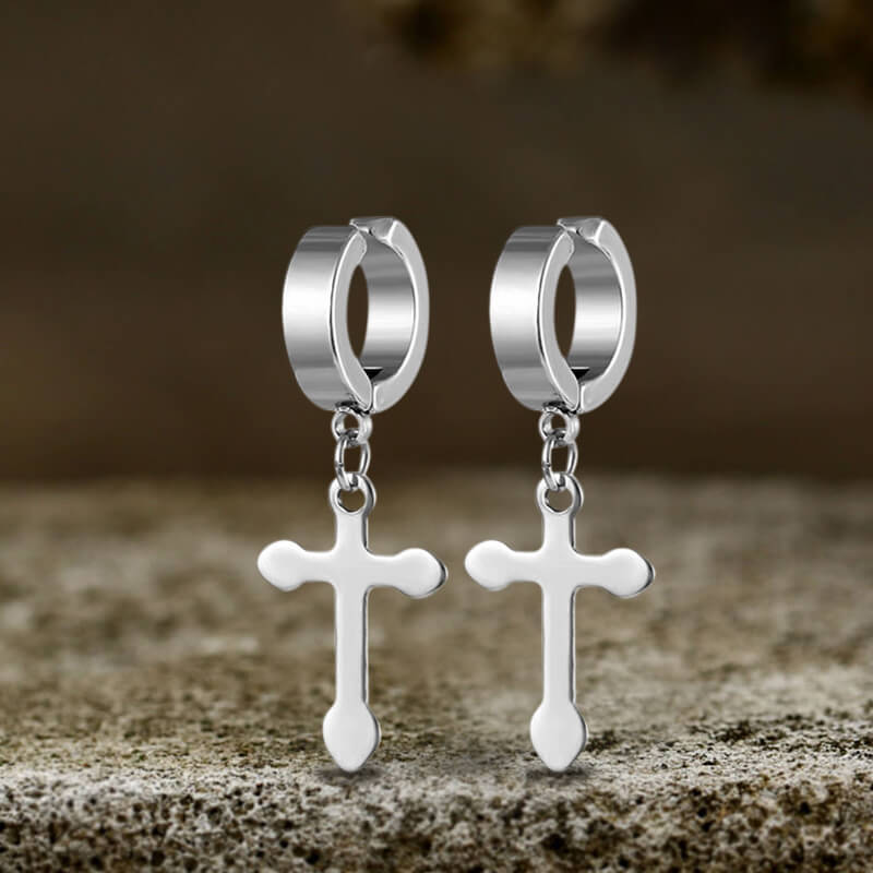 Simple Cross Design Stainless Steel Earrings