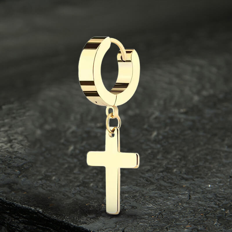 Simple Cross Stainless Steel Hoop Earrings