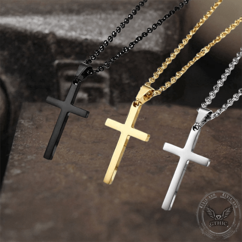 Simple Cross Stainless Steel Pendant
