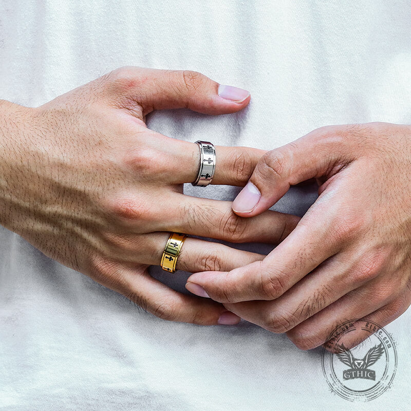 Simple Cross Stainless Steel Spinner Ring