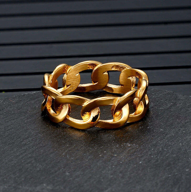 Simple Cuban Link Design Stainless Steel Ring
