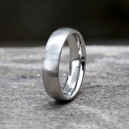Simple Curved Brushed Titanium Engagement Ring