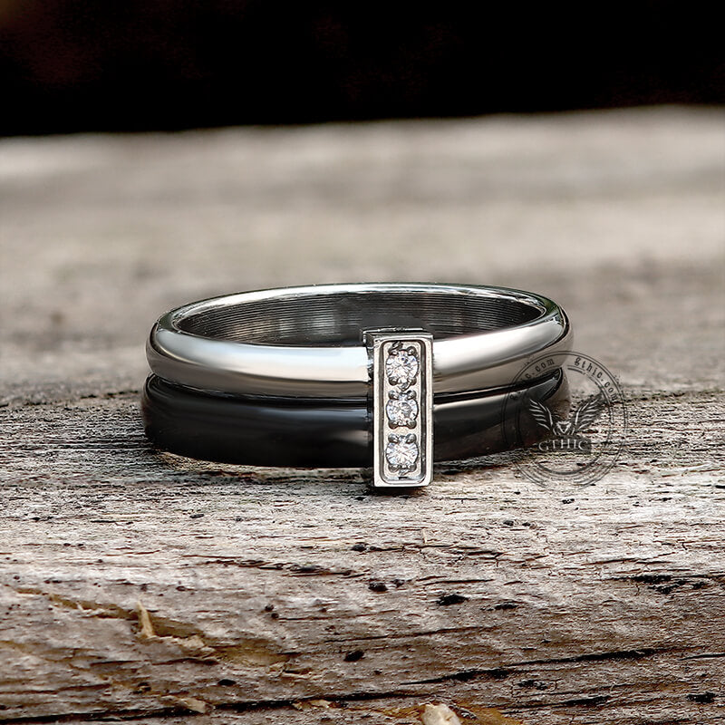 Simple Double Layer Ceramic Zircon Ring