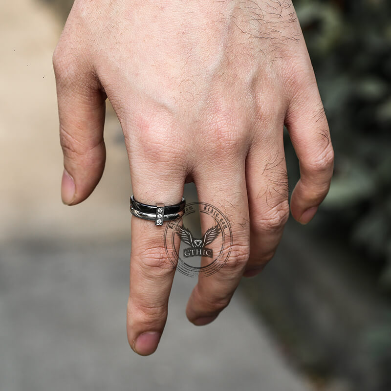 Simple Double Layer Ceramic Zircon Ring