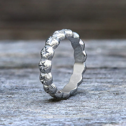 Simple Floral Stainless Steel Band Ring