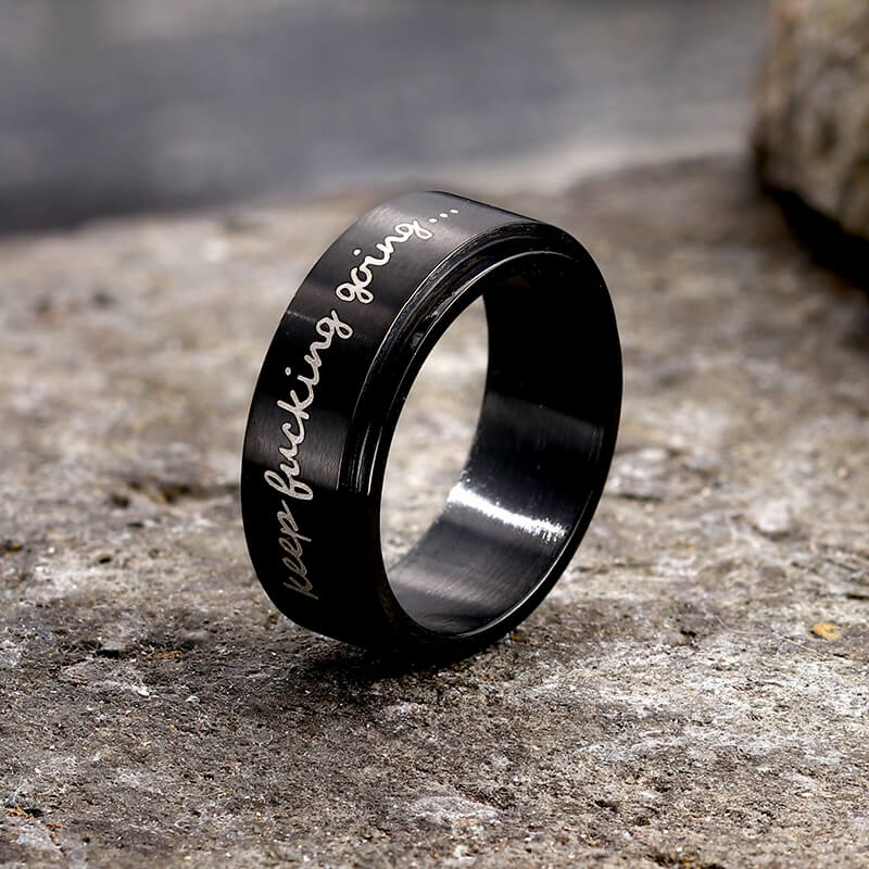 Simple Keep Fucking Going Spinner Stainless Steel Ring