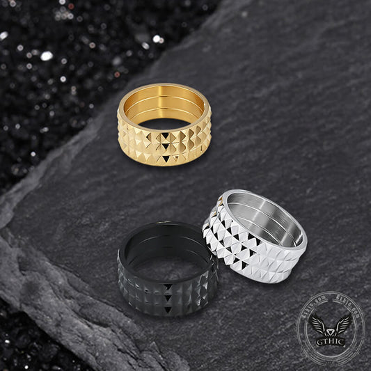 Simple Rhombus Pattern Stainless Steel Band Ring