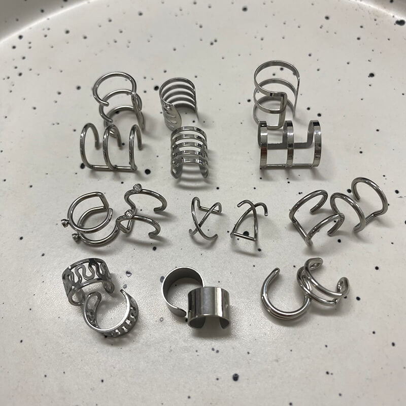 Simple Stainless Steel Ear Cuffs Set