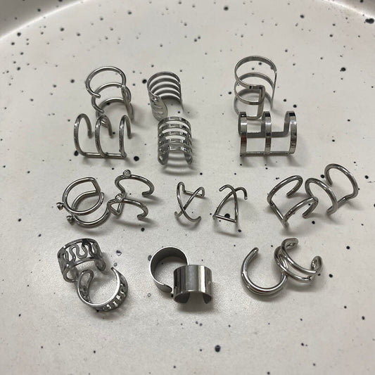 Simple Stainless Steel Ear Cuffs Set