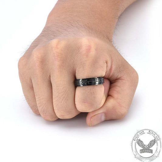 Simple Stone Texture Stainless Steel Spinner Ring