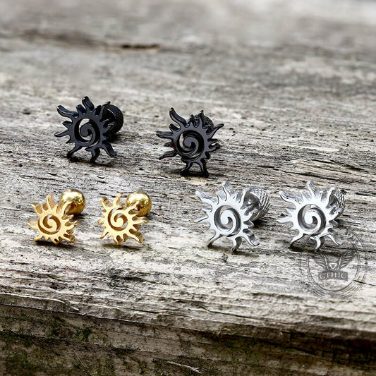 Simple Sun Pattern Stainless Steel Stud Earrings