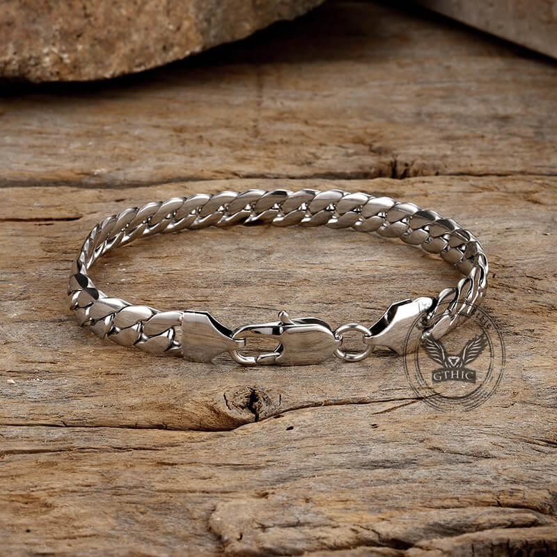 Simple Thin Cuban Chain Stainless Steel Bracelet