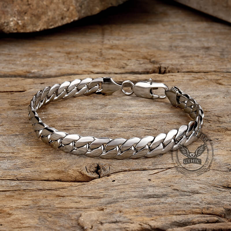 Simple Thin Cuban Chain Stainless Steel Bracelet
