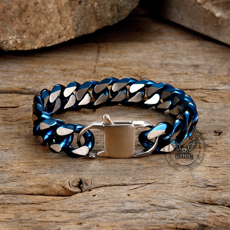 Simple Two-tone Cuban Link Stainless Steel Bracelet