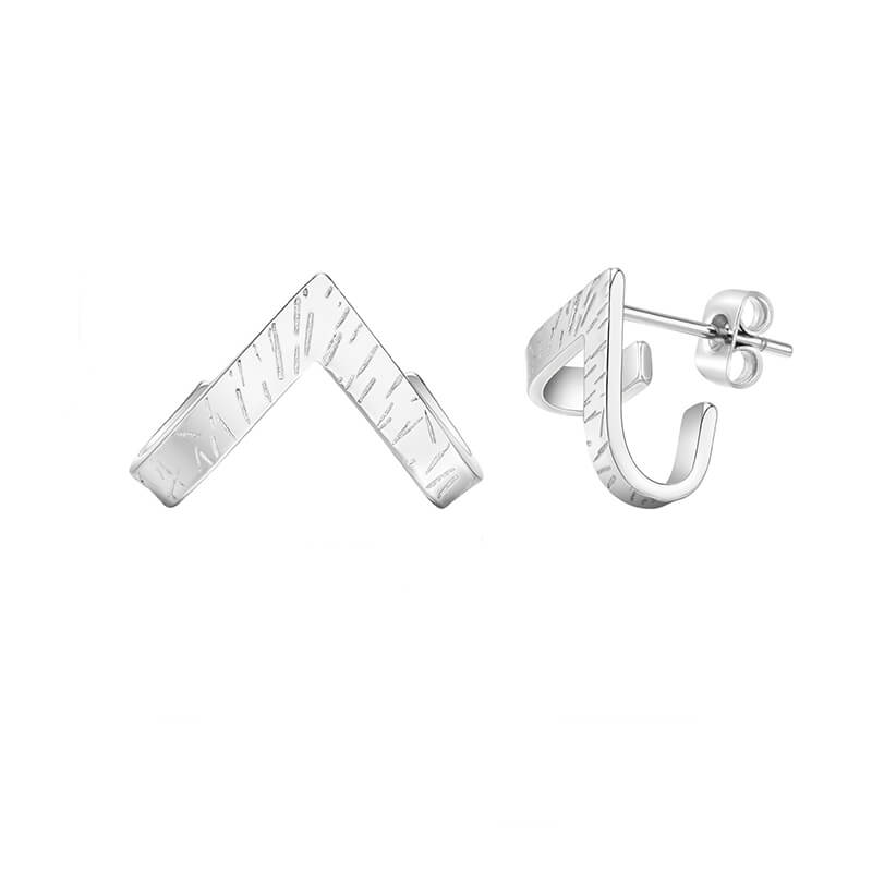 Simple V-shaped Stainless Steel Earrings