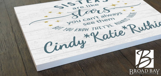 Sister Gift Sign Sisters are Like Stars Personalized