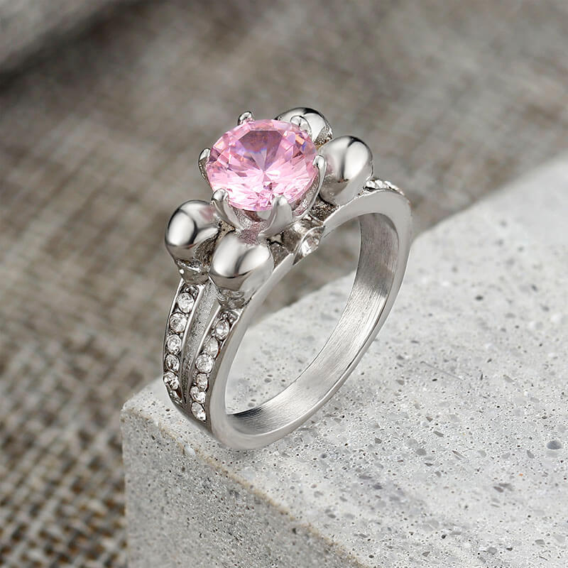Skeleton Guard Zircon Stainless Steel Skull Ring
