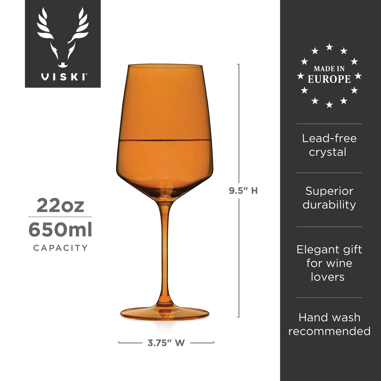Reserve Nouveau Crystal Wine Glasses in Sunset Set of 4