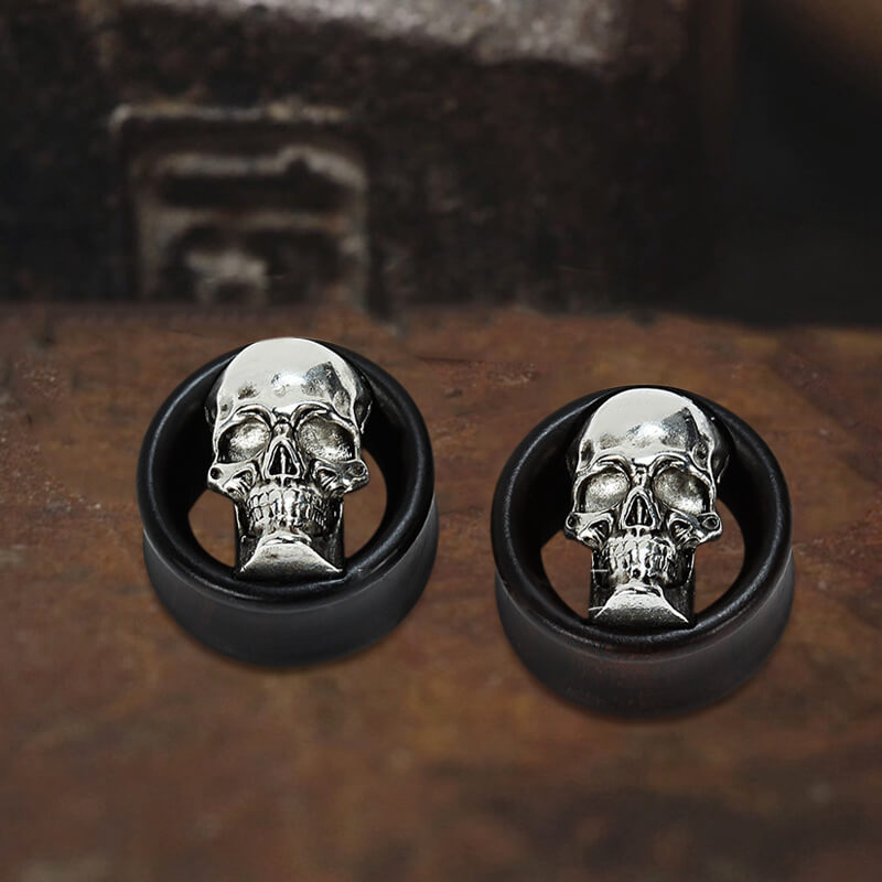 Skull And Star Wood Alloy Ear Gauges