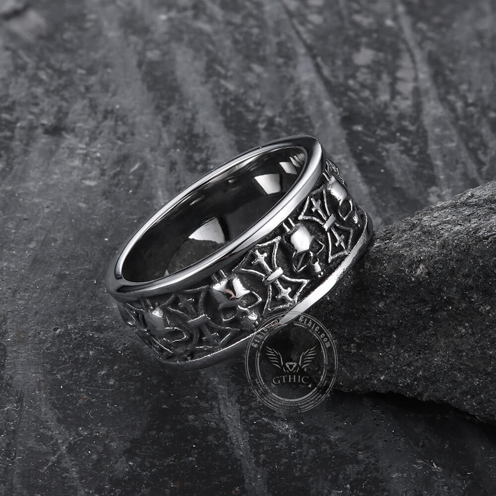 Skull Badass Stainless Steel Band Ring