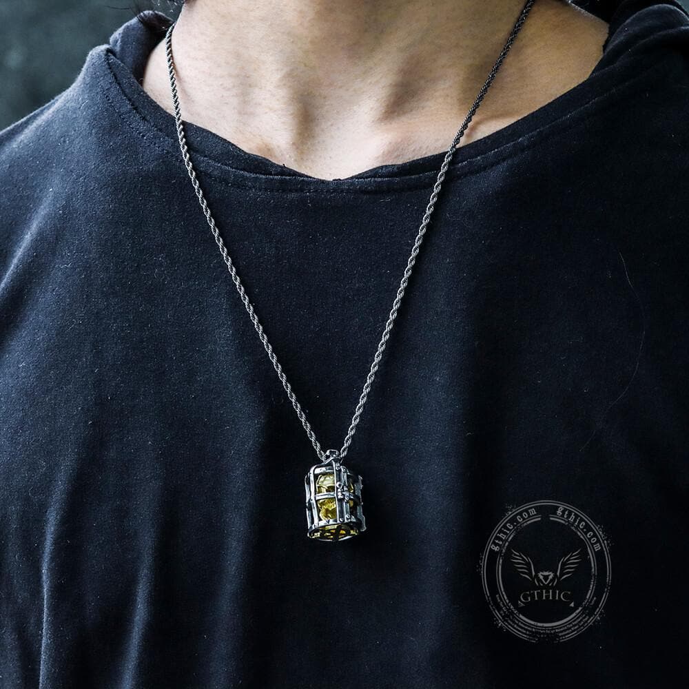 Skull Cage Stainless Steel Pendant
