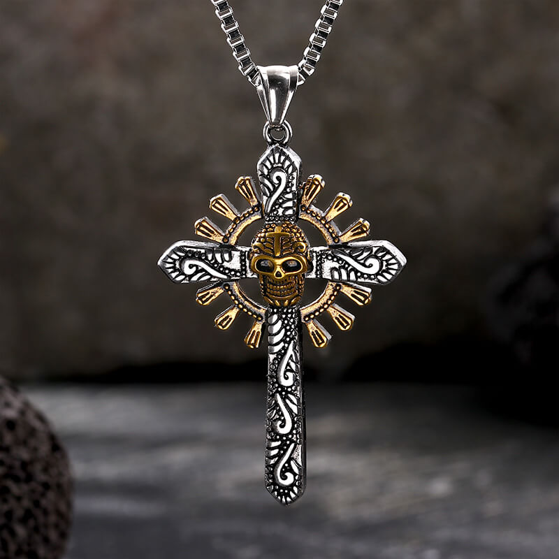 Skull Cross Stainless Steel Pendant Necklace