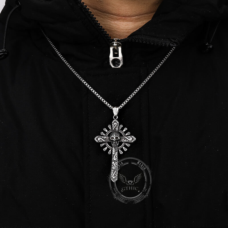 Skull Cross Stainless Steel Pendant Necklace