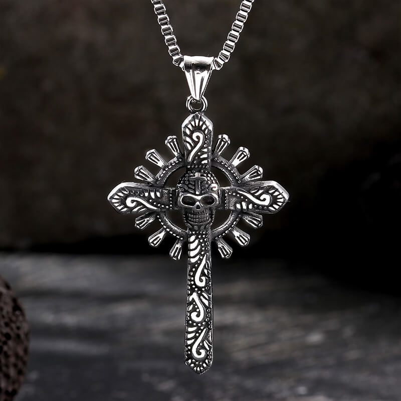 Skull Cross Stainless Steel Pendant Necklace