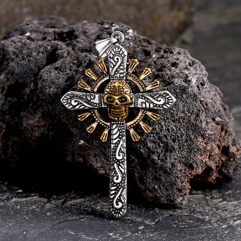 Skull Cross Stainless Steel Pendant Necklace