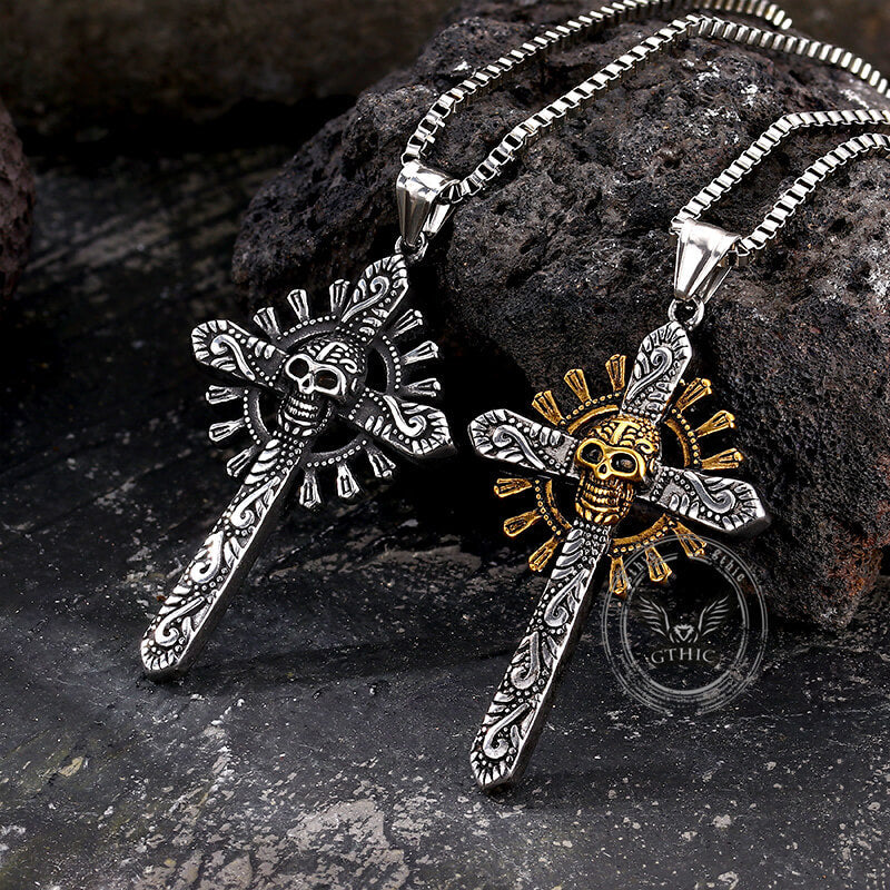Skull Cross Stainless Steel Pendant Necklace