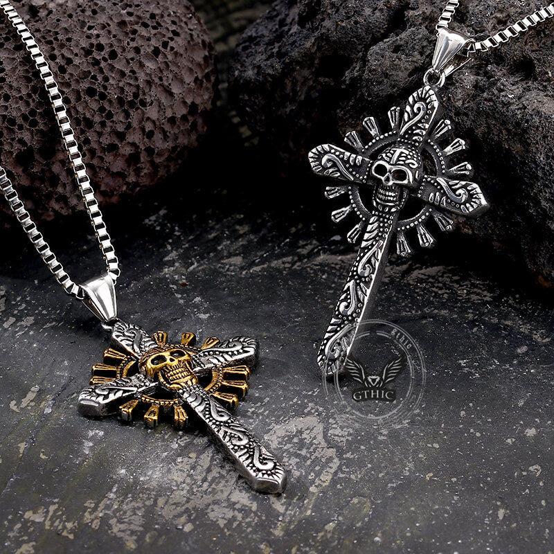 Skull Cross Stainless Steel Pendant Necklace