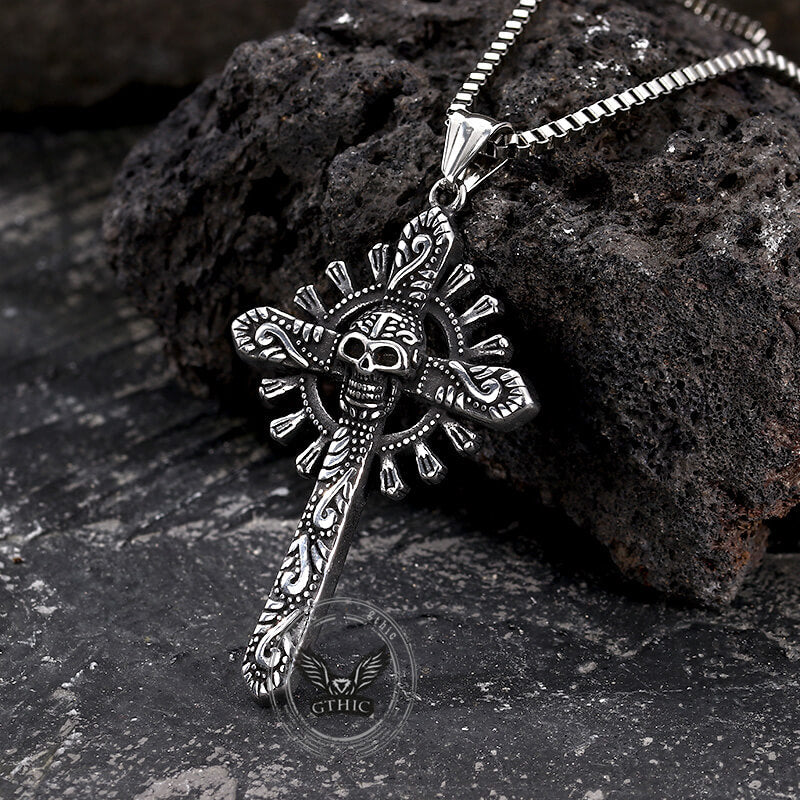 Skull Cross Stainless Steel Pendant Necklace