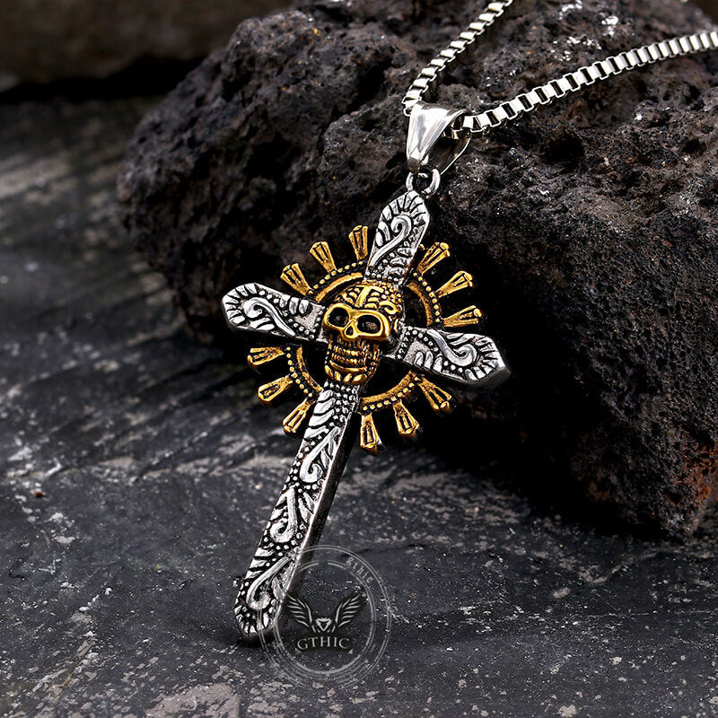 Skull Cross Stainless Steel Pendant Necklace