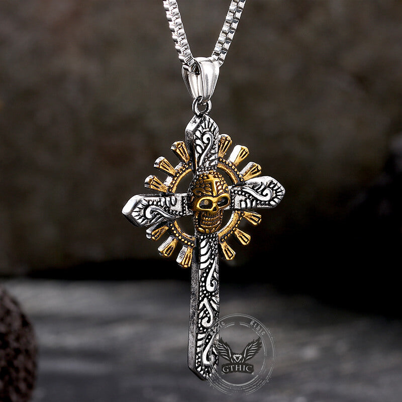 Skull Cross Stainless Steel Pendant Necklace