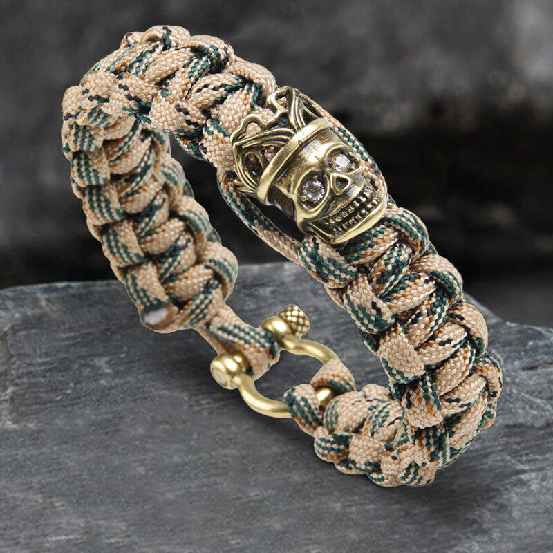 Skull King Crown Alloy Paracord Bracelet