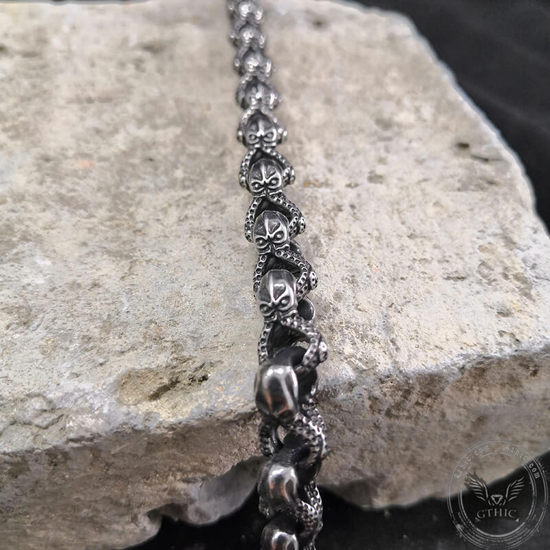 Skull Octopus Stainless Steel Biker Bracelet