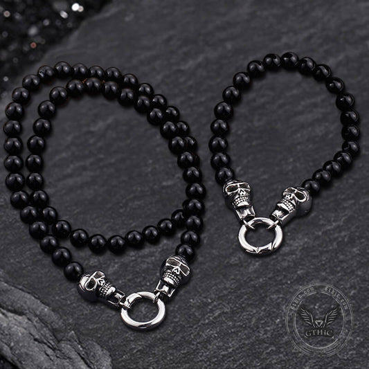 Skull Round Bead Stainless Steel Jewelry Set
