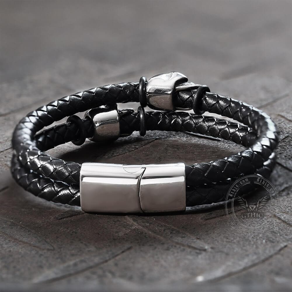Skull Stainless Steel Leather Bracelet