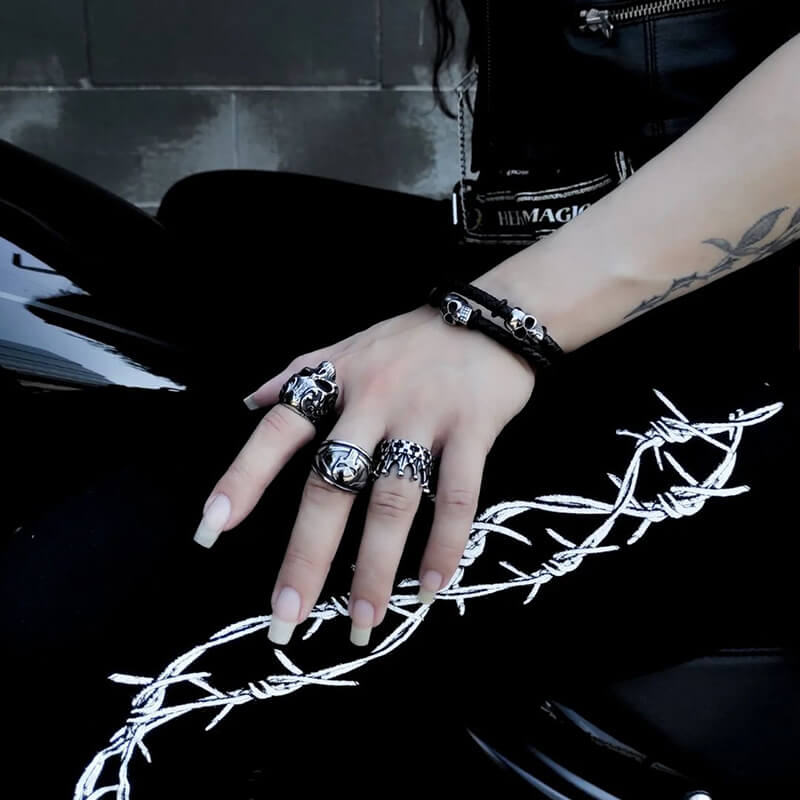 Skull Stainless Steel Leather Bracelet