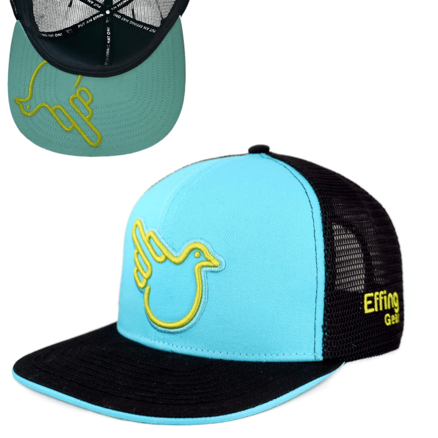 Sky Blue Flat Bill Snap Trucker