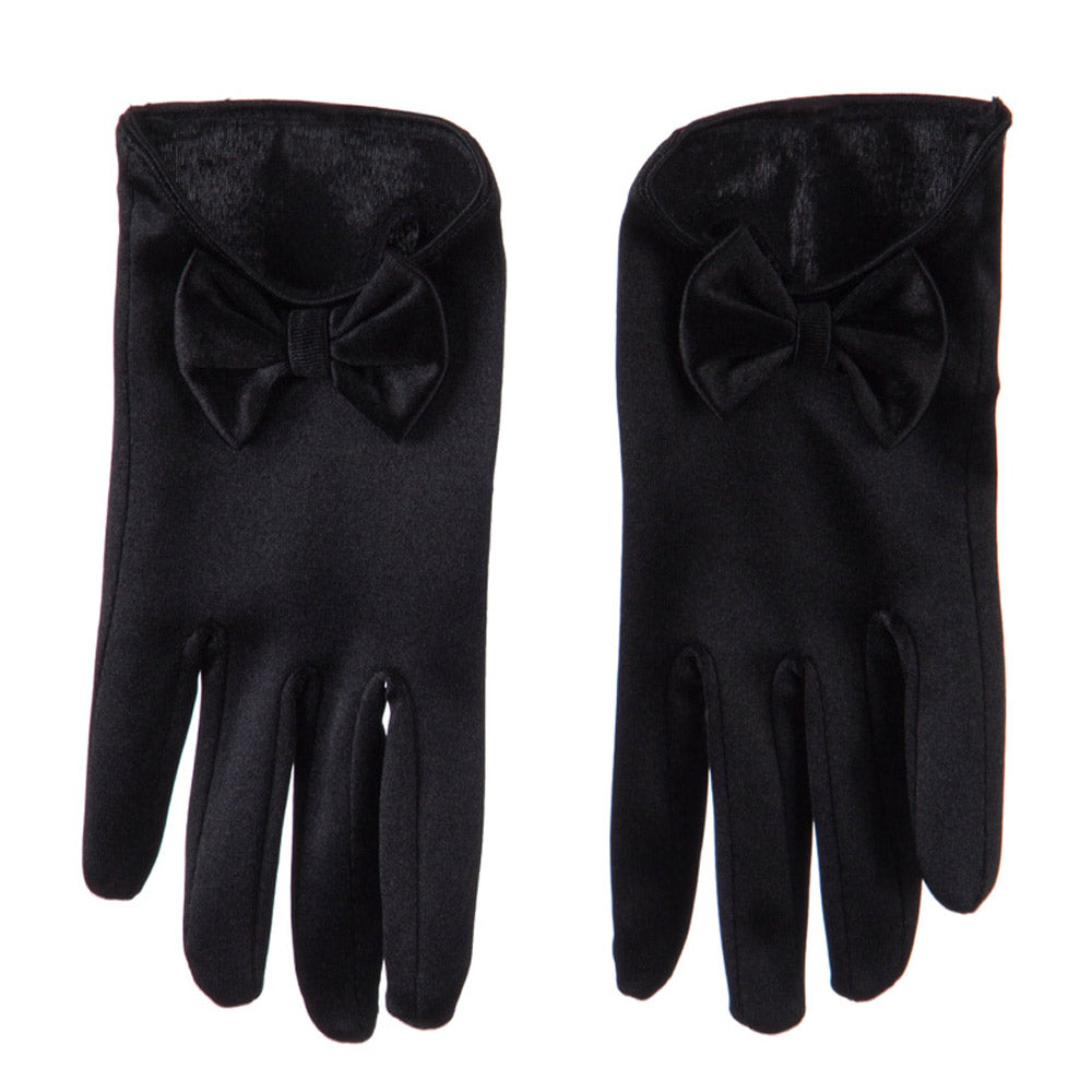 Women's Satin Low Cut Glove With Bow Accent